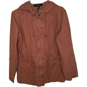 Forever 21 Women’s Parka Utility Hooded Jacket Coat Orange L